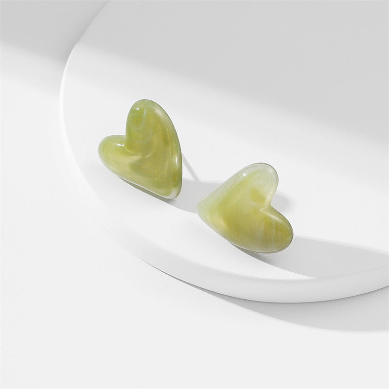 Pendientes de plástico de corazón de color sólido de joyería al por mayor